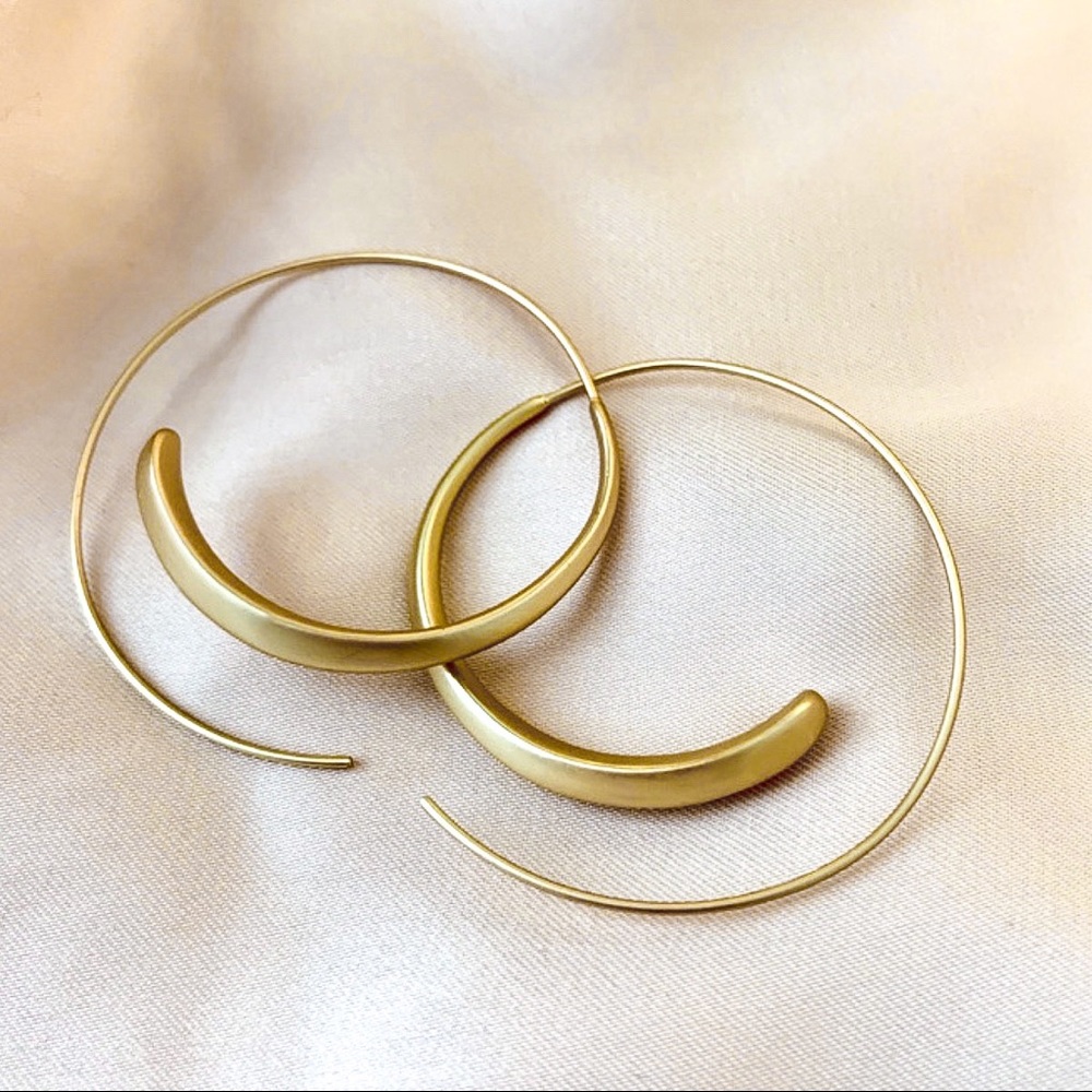 Any 3/$25! Shiny Gold Threader Hoop Earrings - Picture 2 of 8